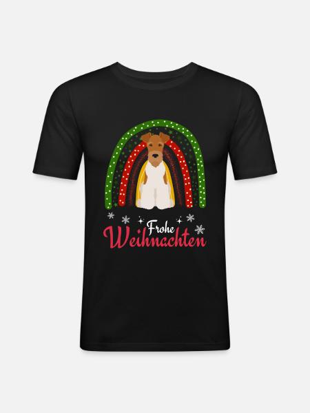 Noël Fox Terrier - T-shirt près du corps Homme - noir