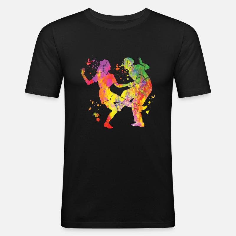 Tanzen Swing 60s Boogie Woogie - Männer Slim Fit T-Shirt - Schwarz