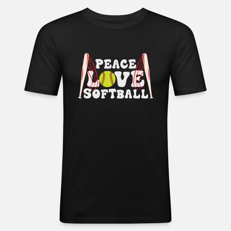 Mädchen Frieden Liebe Softball - Männer Slim Fit T-Shirt - Schwarz