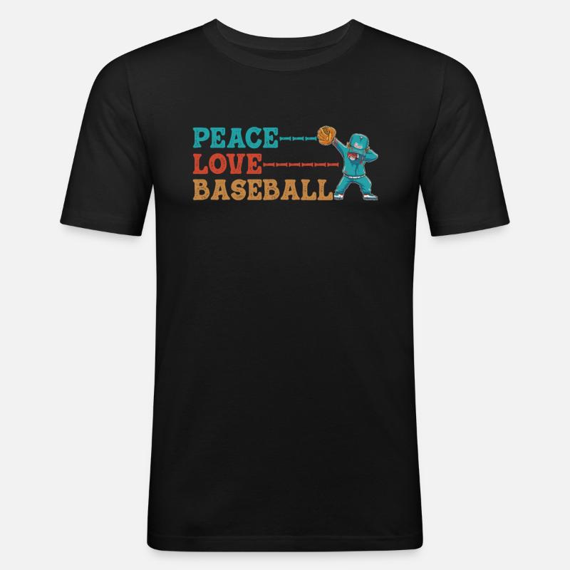 Mädchen Frieden Liebe Baseball - Männer Slim Fit T-Shirt - Schwarz