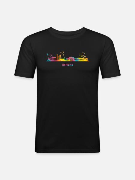 Athènes skyline d’Athènes - T-shirt près du corps Homme - noir