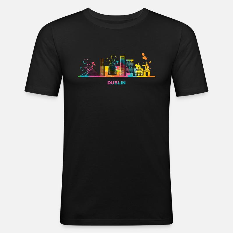 Dublin Skyline Dublin - Männer Slim Fit T-Shirt - Schwarz