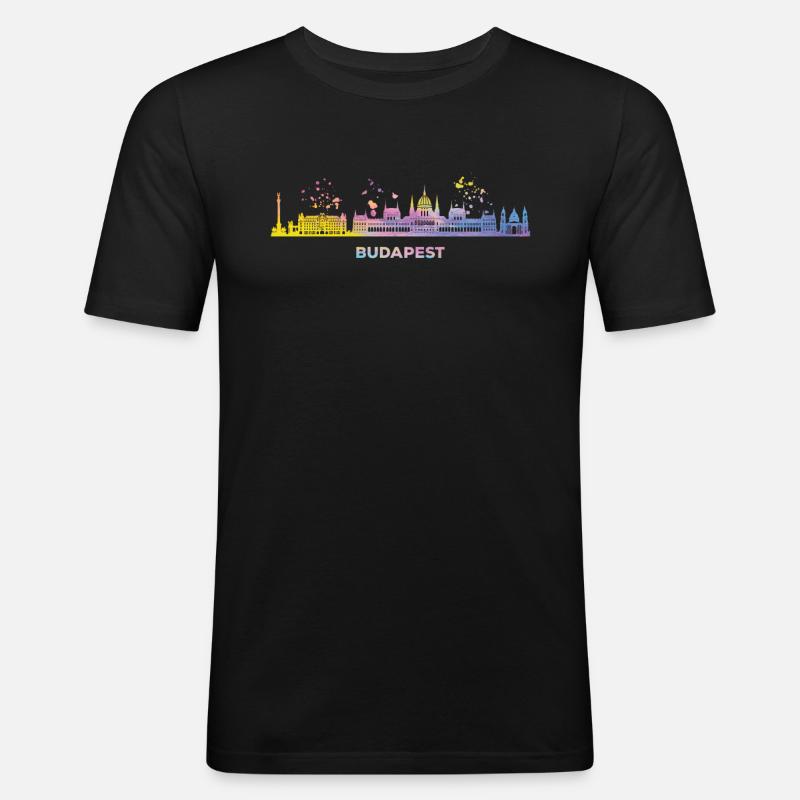 Budapester Skyline Budapest - Männer Slim Fit T-Shirt - Schwarz