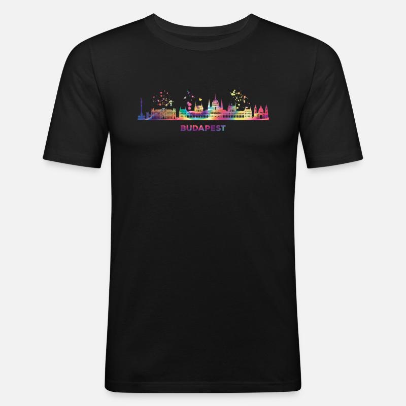 Budapester Skyline Budapest - Männer Slim Fit T-Shirt - Schwarz