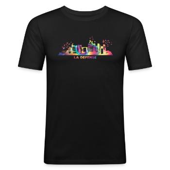 La Défense Skyline Paris - T-shirt près du corps Homme - noir - Devant - Nik (191cm)