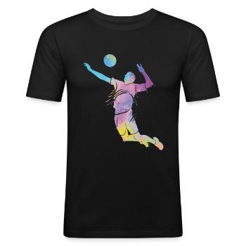 Volleyballspieler Kinder Beachvolleyball - Männer Slim Fit T-Shirt - Schwarz - Vorne - Nik (191cm)