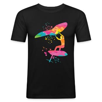 Wing Foil Wingsurfing Mann Foil Wing - Männer Slim Fit T-Shirt - Schwarz - Vorne - Nik (191cm)
