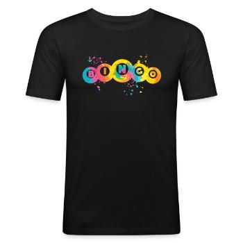 Bingo Bälle Farbsprotzer Frauen Männer Bingo - Männer Slim Fit T-Shirt - Schwarz - Vorne - Nik (191cm)