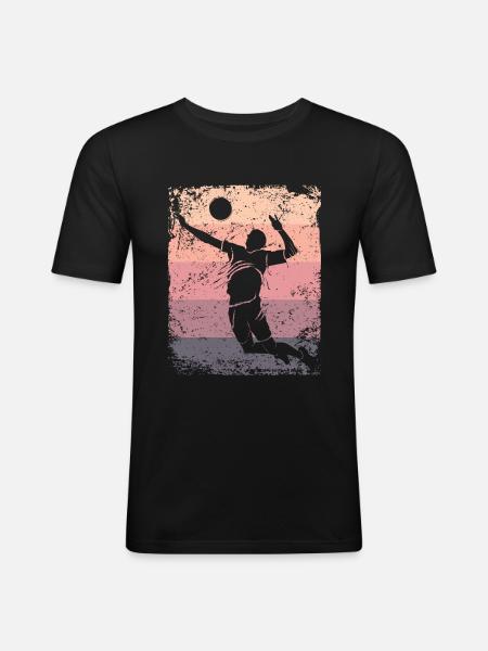 Volleyball Player Retro Beach Volleyball - Men's Slim Fit T-Shirt - black