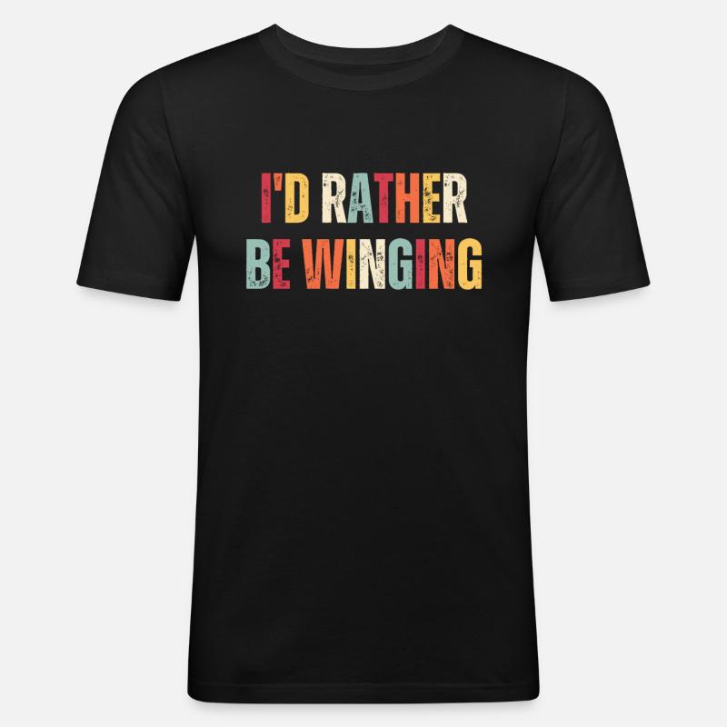 I'd Rather Be Winging Wingsurfing - Männer Slim Fit T-Shirt - Schwarz