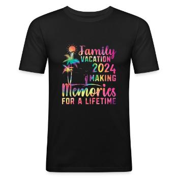 Familienurlaub Erinnerungen Schaffen - Männer Slim Fit T-Shirt - Schwarz - Vorne - Nik (191cm)