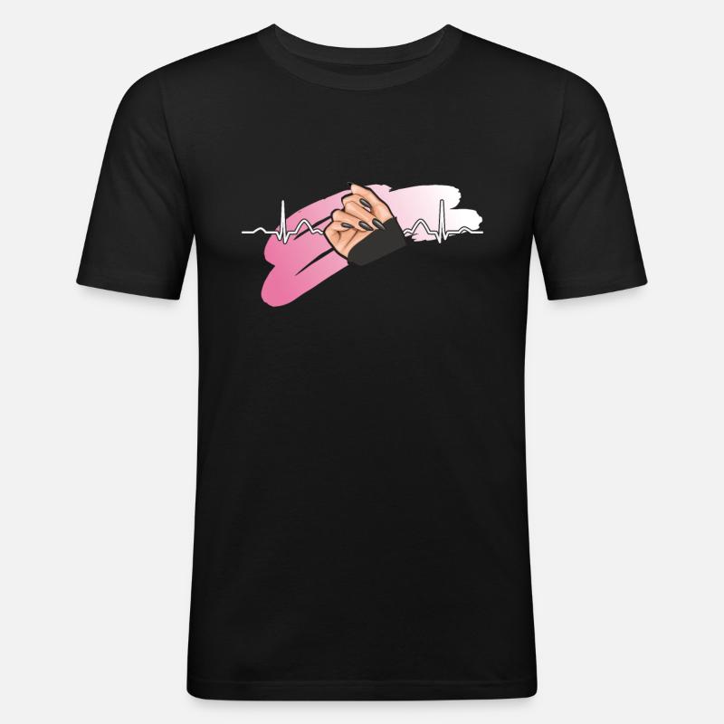 Heartbeat Naildesign Nagelstudio Tech - Männer Slim Fit T-Shirt - Schwarz