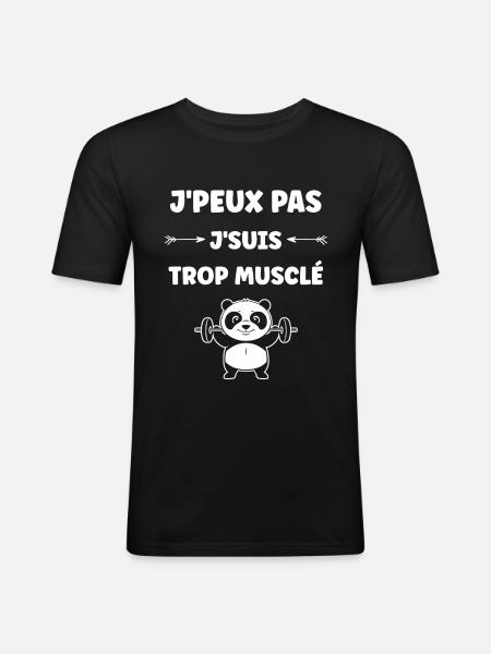 Humour musculation - T-shirt près du corps Homme - noir