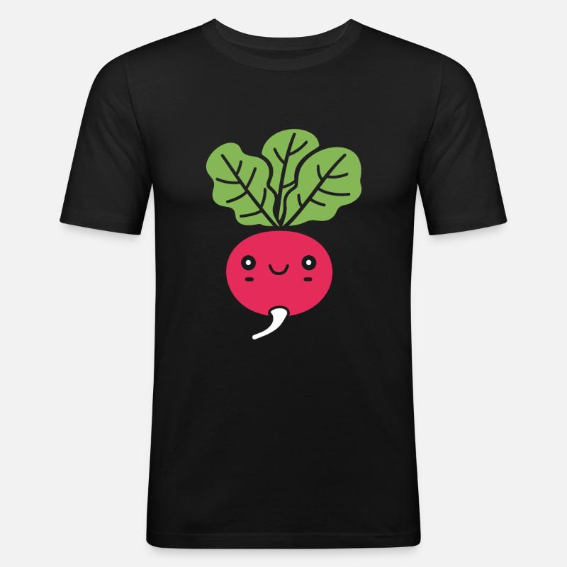 Radieschen - Männer Slim Fit T-Shirt - Schwarz