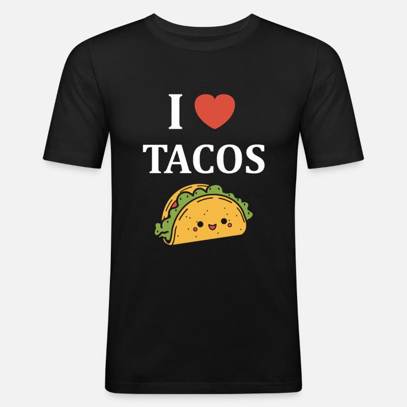 Tacos - Männer Slim Fit T-Shirt - Schwarz