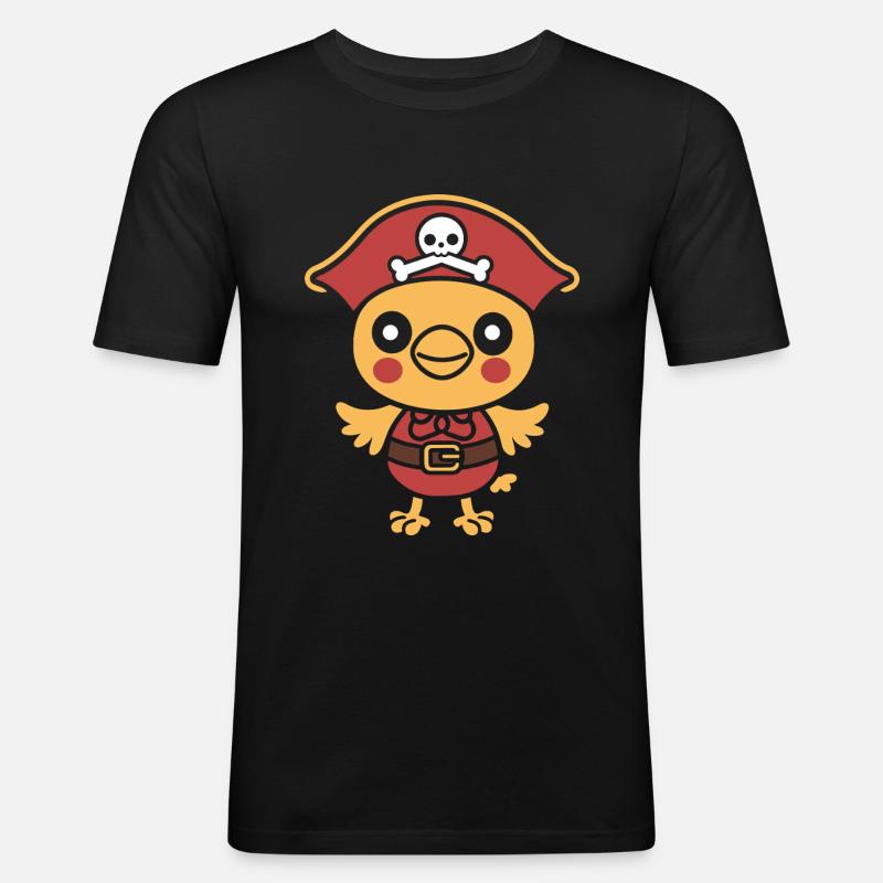Pirat - Männer Slim Fit T-Shirt - Schwarz