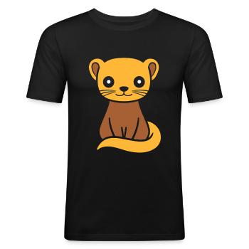 belette - T-shirt près du corps Homme - noir - Devant - Nik (191cm)