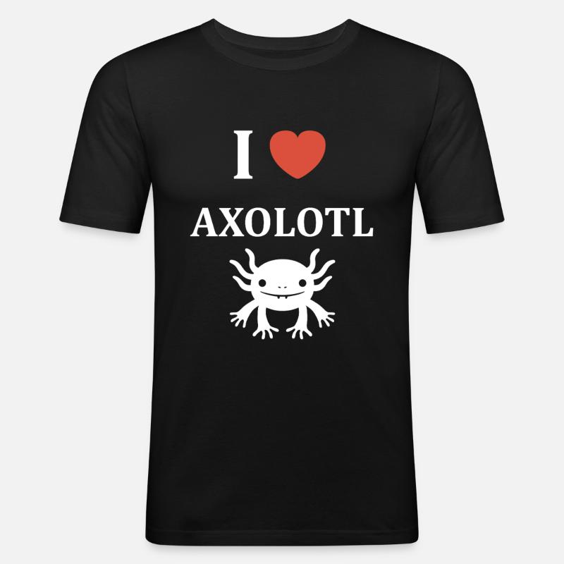 Axolotl - Männer Slim Fit T-Shirt - Schwarz