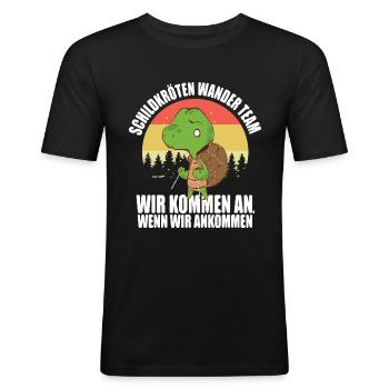 Schildkröten Wander Team - Männer Slim Fit T-Shirt - Schwarz - Vorne - Nik (191cm)