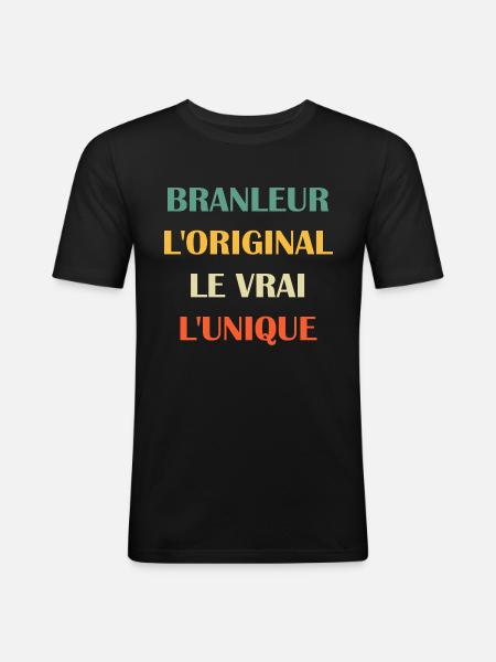 branleur - T-shirt près du corps Homme - noir