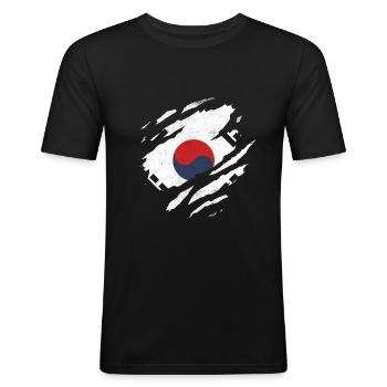DRAPEAU SUD-CORÉEN CORÉE DU SUD CORÉE DU SUD - T-shirt près du corps Homme - noir - Devant - Nik (191cm)