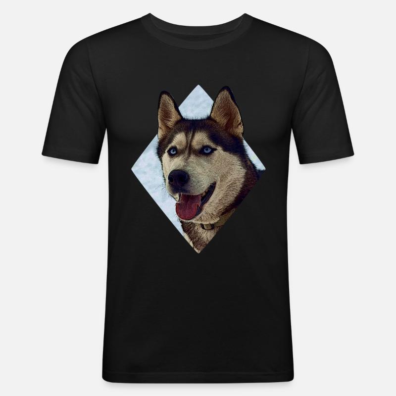 Husky - Männer Slim Fit T-Shirt - Schwarz