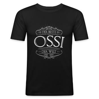 Der beste Ossi der Welt Osten DDR Ostdeutsche - Männer Slim Fit T-Shirt - Schwarz - Vorne - Nik (191cm)