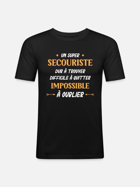 Super secouriste - T-shirt près du corps Homme - noir