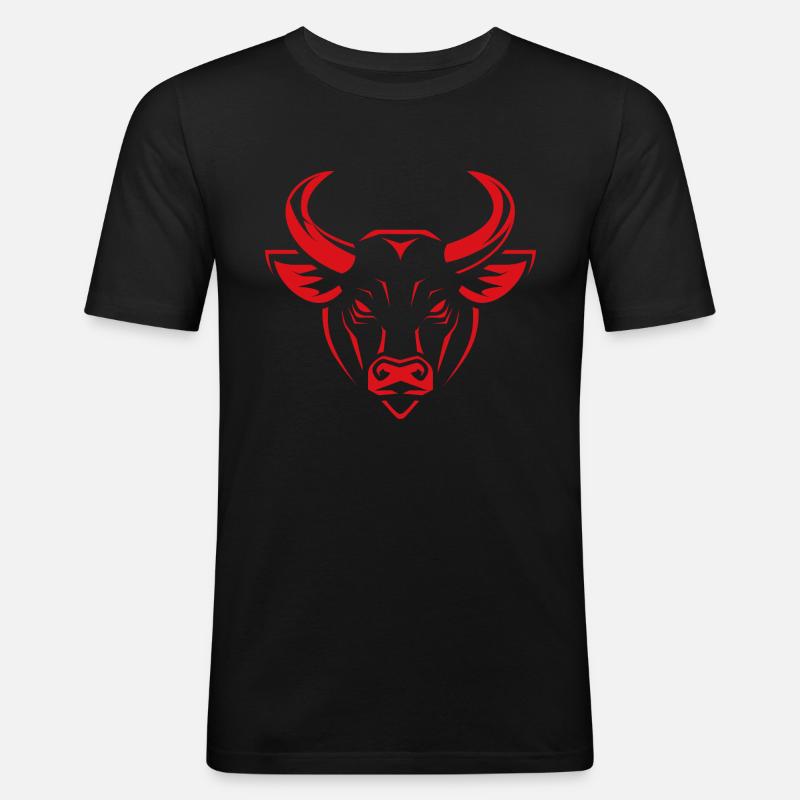 Stier - Männer Slim Fit T-Shirt - Schwarz