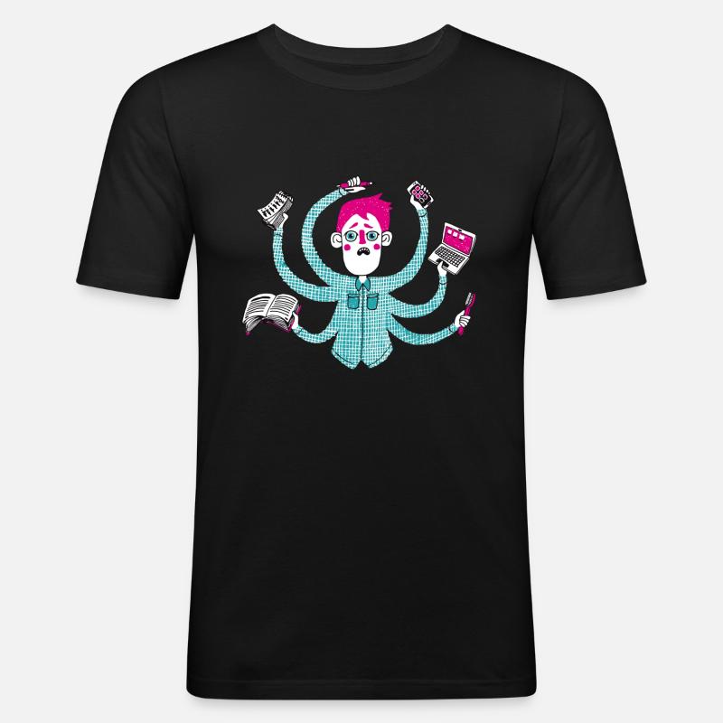 Multi Tasking - Männer Slim Fit T-Shirt - Schwarz
