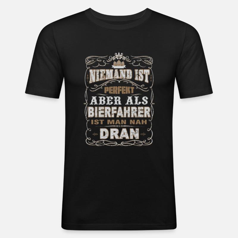 Bierfahrer Bier Lieferant - Männer Slim Fit T-Shirt - Schwarz