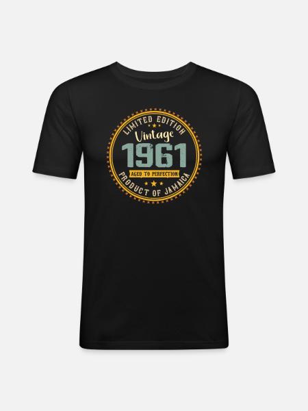 Vintage 1961 verjaardagscadeau 1961 - Mannen slim fit T-shirt - zwart