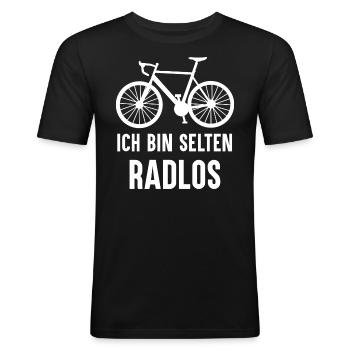 Selten Radlos Fahrrad Mountainbike Rennrad Rad - Männer Slim Fit T-Shirt - Schwarz - Vorne - Nik (191cm)