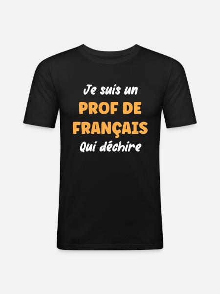 Prof de français - T-shirt près du corps Homme - noir