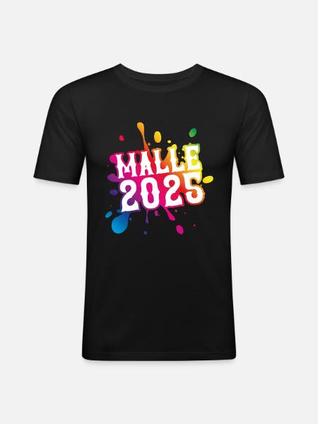 Malle 2025 Klecks - Männer Slim Fit T-Shirt - Schwarz