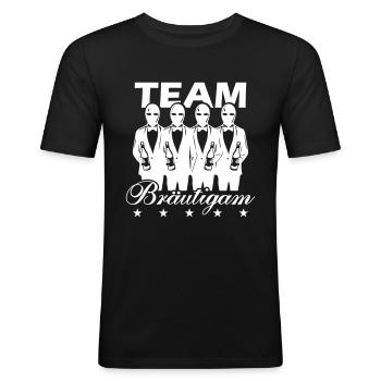 Team Bräutigam - Männer Slim Fit T-Shirt - Schwarz - Vorne - Nik (191cm)