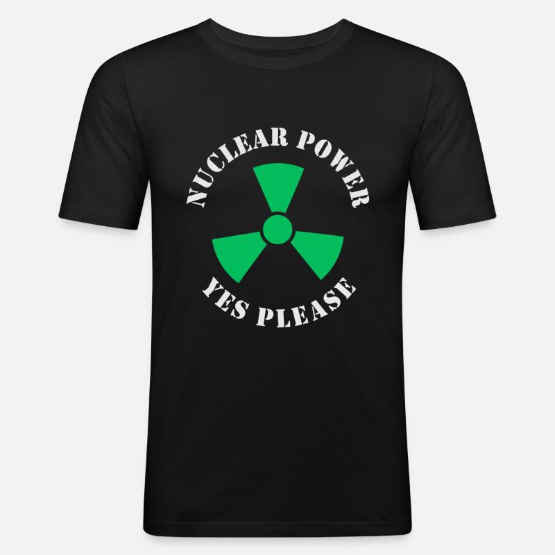 Atomkraft, Ja bitte, Kernenergie - Männer Slim Fit T-Shirt - Schwarz