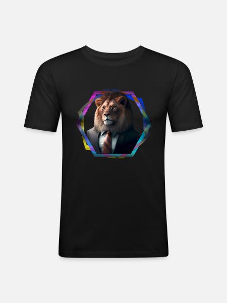 Lion in suit - Men's Slim Fit T-Shirt - black