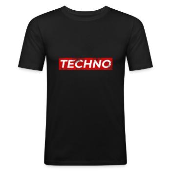 Techno Musik Festival EDM Elektronisch - Männer Slim Fit T-Shirt - Schwarz - Vorne - Nik (191cm)
