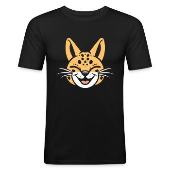 Serval - Männer Slim Fit T-Shirt - Schwarz - Vorne - Nik (191cm)