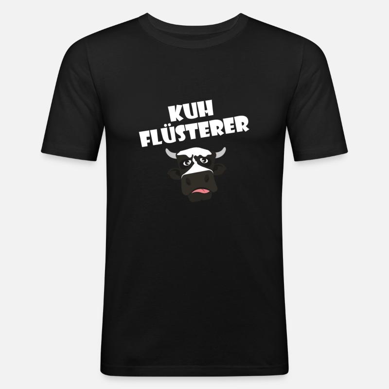 Kuhflüsterer - Männer Slim Fit T-Shirt - Schwarz