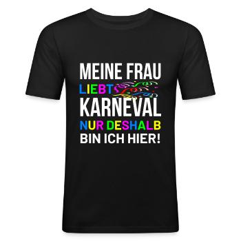 Fasching Karneval Rosenmontag lustiges Kostüm 2020 - Männer Slim Fit T-Shirt - Schwarz - Vorne - Nik (191cm)