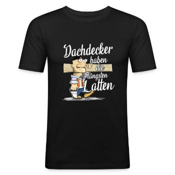 Dachdecker - Männer Slim Fit T-Shirt - Schwarz - Vorne - Nik (191cm)