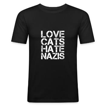 Antirassismus - Männer Slim Fit T-Shirt - Schwarz - Vorne - Nik (191cm)