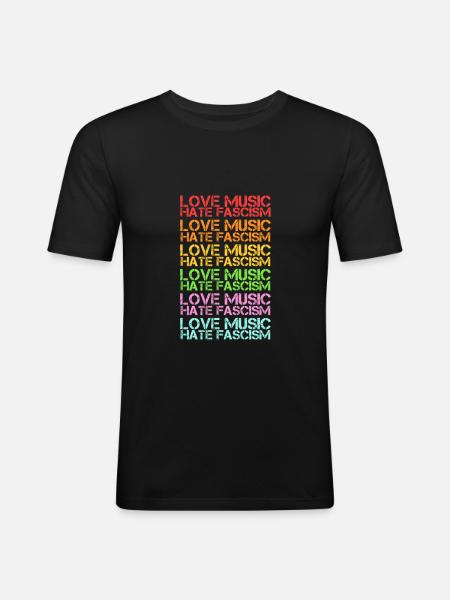 Against Racism Against Nazis Anti Racism Gift - Men's Slim Fit T-Shirt - black