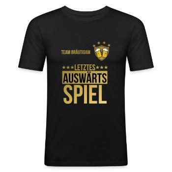 JGA Junggesellenabschied Bier Alk Team Bräutigam - Männer Slim Fit T-Shirt - Schwarz - Vorne - Nik (191cm)