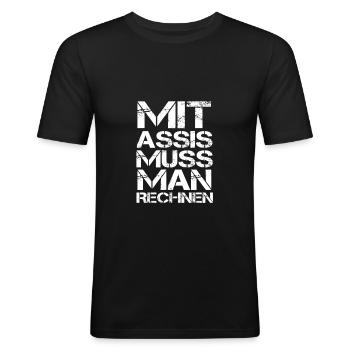 Arbeitslos Assi Geschenk Arbeitsamt Hartz 4 Spruch - Männer Slim Fit T-Shirt - Schwarz - Vorne - Nik (191cm)