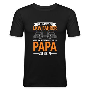 Lkw-Fahrer & Papa - Männer Slim Fit T-Shirt - Schwarz - Vorne - Nik (191cm)