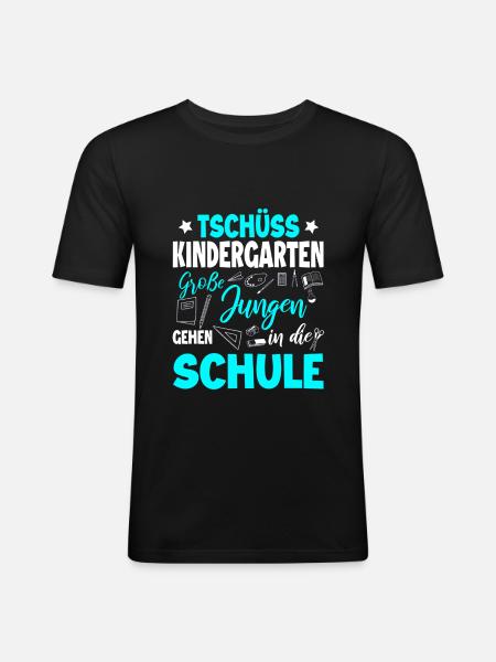 Schulanfang - Männer Slim Fit T-Shirt - Schwarz