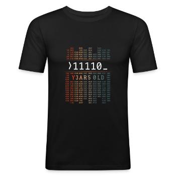 11110 JAHRE ALT BINÄRCODE 30. GEBURTSTAG GESCHENK - Männer Slim Fit T-Shirt - Schwarz - Vorne - Nik (191cm)